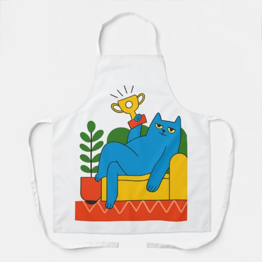 Trophy-Style Blue Cat Lounger - Apron エプロン (正面)