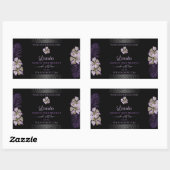 Tropic Black Product Labels Purple Hawaii Flowers 長方形シール (シート)