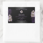 Tropic Black Product Labels Purple Hawaii Flowers 長方形シール (バッグ)