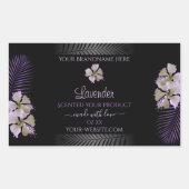Tropic Black Product Labels Purple Hawaii Flowers 長方形シール (正面)