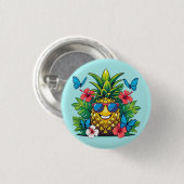 Tropic Pineapple Butterfly Hibiscus 缶バッジ (正面&裏面)