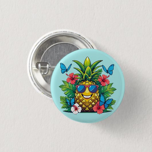Tropic Pineapple Butterfly Hibiscus 缶バッジ (正面&裏面)