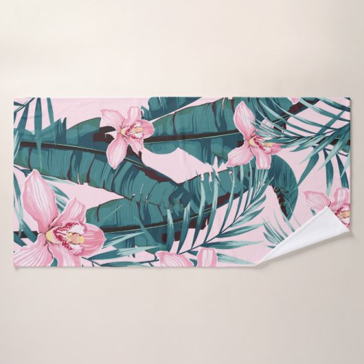 Tropic summer painting seamless pattern with palm  バスタオル (バスタオル)