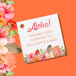 Tropical Aloha Floral Birthday Luau Party  フェイバータグ