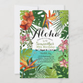 Tropical Aloha Hawaiian Floral 30th Birthday 招待状 (正面)