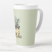 Tropical Aloha Pineapple with Sunglasses カフェラテマグ (右アングル)