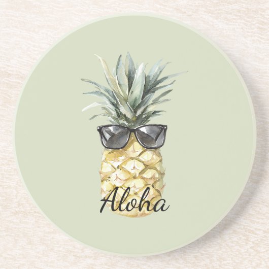 Tropical Aloha Pineapple with Sunglasses コースター (正面)