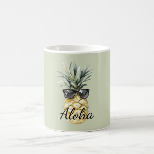Tropical Aloha Pineapple with Sunglasses コーヒーマグカップ (中央)