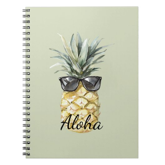 Tropical Aloha Pineapple with Sunglasses ノートブック (正面)