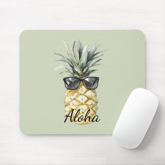 Tropical Aloha Pineapple with Sunglasses マウスパッド (マウス)