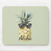 Tropical Aloha Pineapple with Sunglasses マウスパッド (正面)