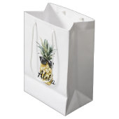 Tropical Aloha Pineapple with Sunglasses ミディアムペーパーバッグ (正面アングル)