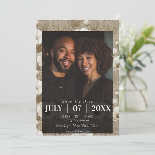 Tropical Anemone Countryside Wedding Save the Date (スタンド正面)