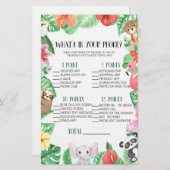 Tropical Animal In Your Phone Baby Shower Game 便箋 (正面/裏面)