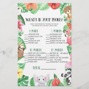 Tropical Animal In Your Phone Baby Shower Game 便箋