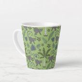 Tropical animals seamless pattern green and grey カフェラテマグ (左アングル)