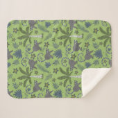 Tropical animals seamless pattern green and grey シェルパブランケット (正面(横))