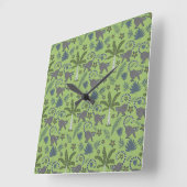 Tropical animals seamless pattern green and grey スクエア壁時計 (傾斜)