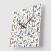 Tropical animals seamless pattern macaw and monkey スクエア壁時計 (傾斜)