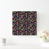Tropical animals seamless pattern monkey & macaw スクエア壁時計 (ホーム)