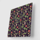 Tropical animals seamless pattern monkey & macaw スクエア壁時計 (傾斜)
