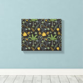 Tropical animals seamless pattern monkey palm tree キャンバスプリント (インサイチュ (ウッドフロア))