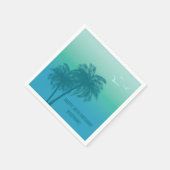Tropical Aqua Blue Palm Trees Happy Birthday スタンダードカクテルナプキン (角)