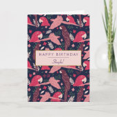 Tropical Ara Parrot Pattern Personalized Birthday  カード (正面)