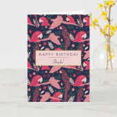 Tropical Ara Parrot Pattern Personalized Birthday  カード (黄色い花)