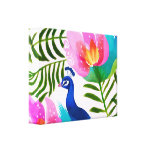 tropical art peacock & flower トロピカルアートピーコックフラワー キャンバスプリント