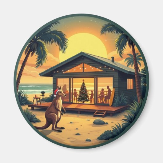 Tropical Aussie Christmas Beach House マグネット (正面)