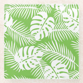Tropical autumn, summer leaf patterns ガラスコースター