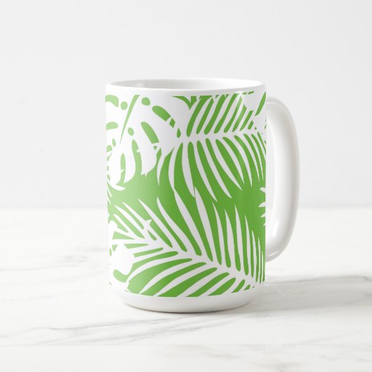 Tropical autumn, summer leaf patterns コーヒーマグカップ (正面右)