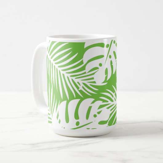 Tropical autumn, summer leaf patterns コーヒーマグカップ (正面左)