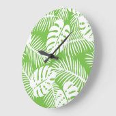 Tropical autumn, summer leaf patterns ラージ壁時計 (傾斜)