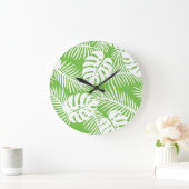 Tropical autumn, summer leaf patterns ラージ壁時計 (ホーム)
