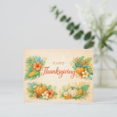 Tropical Autumn Thanksgiving Pumpkin Floral  シーズンポストカード (スタンド正面)