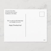 Tropical Autumn Thanksgiving Pumpkin Floral  シーズンポストカード (裏面)