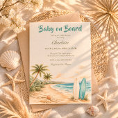 Tropical Baby on Board Surfing Beach Baby Shower 招待状
