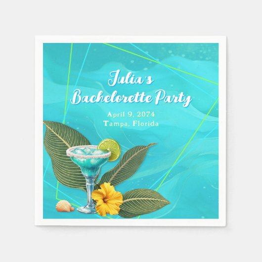 Tropical Bachelorette Party Blue Waves スタンダードカクテルナプキン (正面)