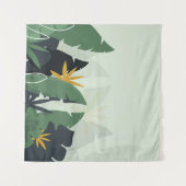 Tropical background with jungle plants. Palm leave タペストリー (正面(横))
