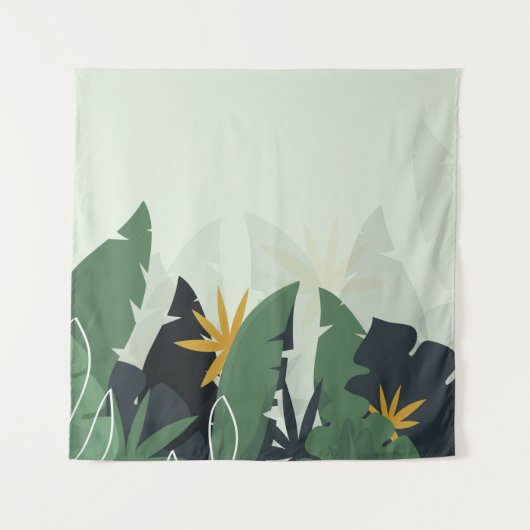 Tropical background with jungle plants. Palm leave タペストリー (正面)