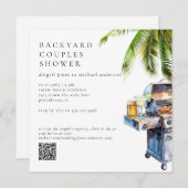 Tropical Backyard BBQ Couples Shower  招待状 (正面/裏面)