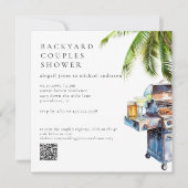 Tropical Backyard BBQ Couples Shower  招待状 (正面)