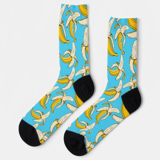 Tropical Banana Fruit Print Food Patterned ソックス (左)