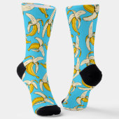 Tropical Banana Fruit Print Food Patterned ソックス (傾斜あり)
