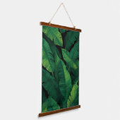 Tropical Banana Leaf Pattern Dark Green Botanical 吊り下げ型タペストリー (傾斜あり)