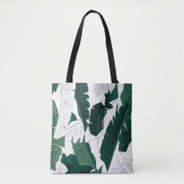 Tropical Banana Leaf Pattern Tote Bag: Dark Green トートバッグ