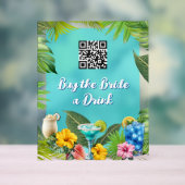 Tropical Bar Bridal Party Bachelorette QR code アクリルサイン (ニュートラル)