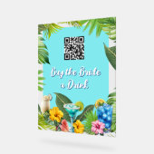Tropical Bar Bridal Party Bachelorette QR code アクリルサイン (傾斜)